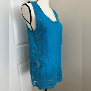 Johnny Was Teal Sleeveless Blouse